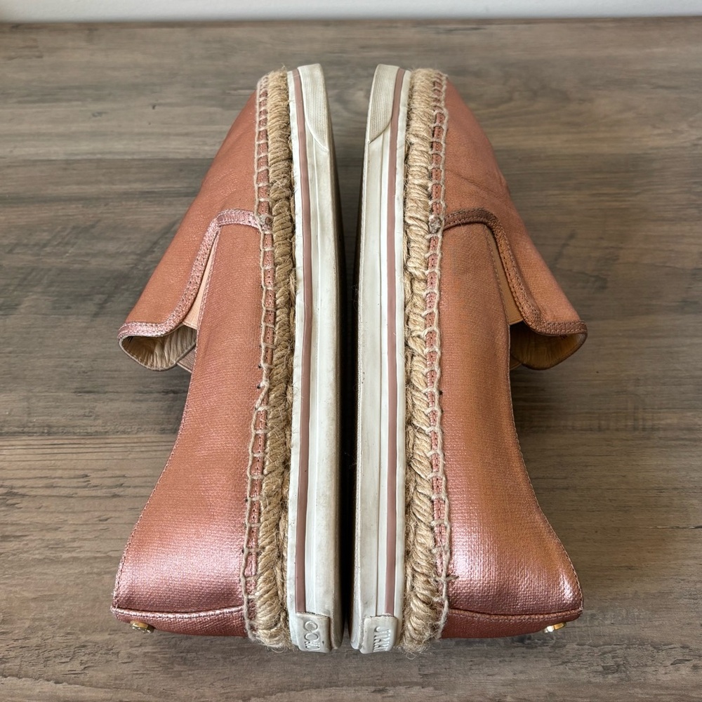 Jimmy Choo Women Espadrille 10 Copper Shoes‎  Metallic Jute Trim Size 40 Slip On - Picture 8 of 11